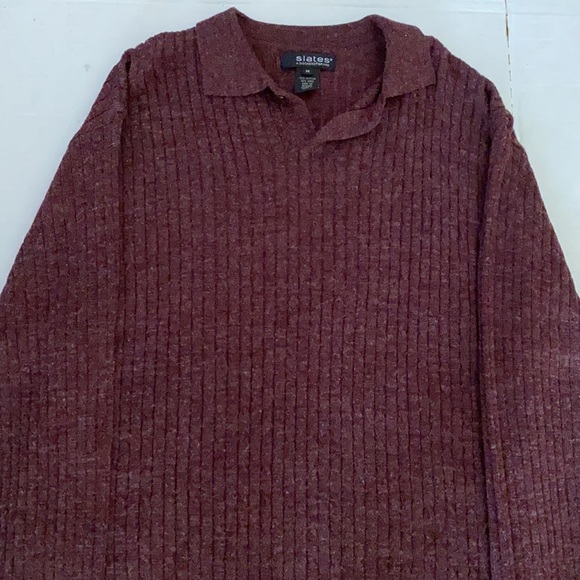 Slate by Dockers Men M Pullover Collar  Cable Wine Sweater 70% Acrylic 30% Wool - Picture 3 of 4